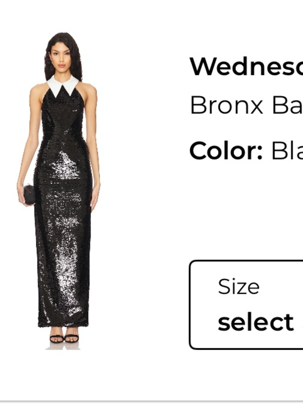 Bronx and Banco Black Sequin Maxi with White Collar